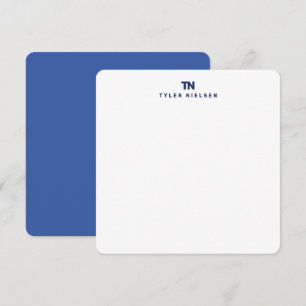 Carte De Correspondance Papier à lettres bleu avec initiales