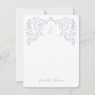 Carte De Correspondance Papier à lettres bleu Dusty Vintage Flourissant