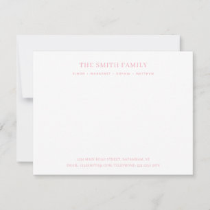 Carte De Correspondance Papier à lettres de nom de famille rose minuscule