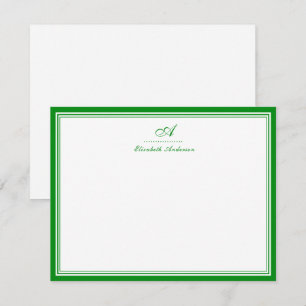 Carte De Correspondance Papier à lettres élégant vert émeraude à monogramm