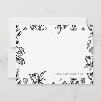 Carte De Correspondance Papier à lettres Floral noir et blanc