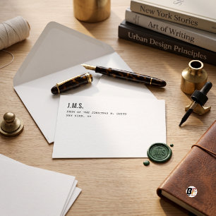 Carte De Correspondance Papier à lettres minimaliste moderne avec monogram
