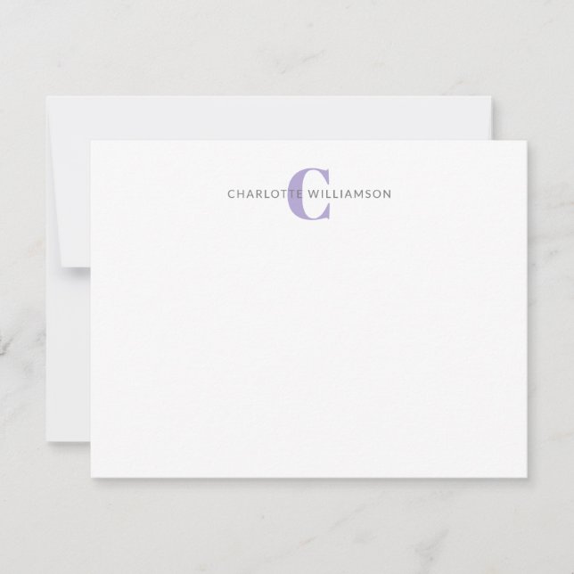 Carte De Correspondance Papier à lettres monogramme personnalisé Lavender (Devant)