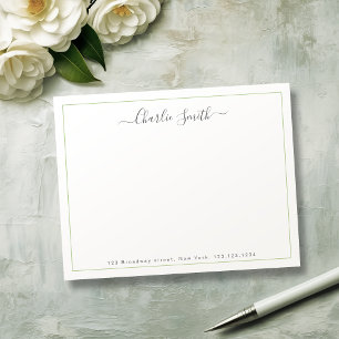 Carte De Correspondance Papier à lettres personnalisé avec bordure verte e