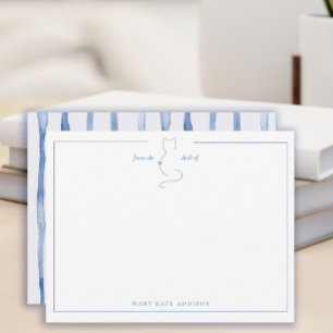 Carte De Correspondance Papier à lettres personnalisé avec rayures bleues 