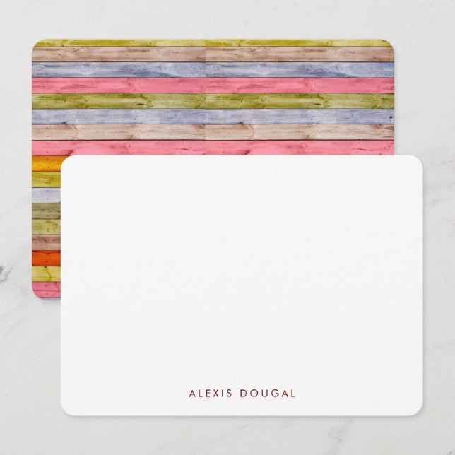 Carte De Correspondance Papier à lettres personnalisées Rainbow Woodgrain  (Devant / Derrière)