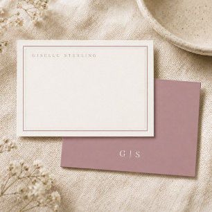 Carte De Correspondance Papier à lettres rose blush ivoire double bordure