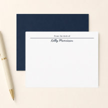 Papier personnalisé bleu marine De la part de