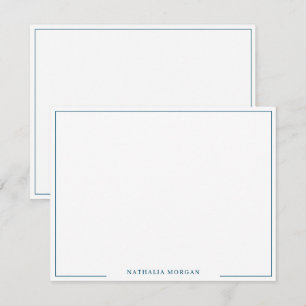 Carte De Correspondance Papier simple Turquoise Bleu Bordure