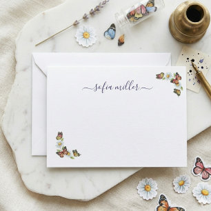 Carte De Correspondance Papillon Élégant Minimaliste Coloré Marguerite