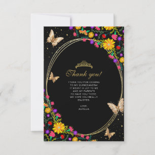 Carte De Correspondance Papillon Floral Noir Or Quinceañera Photo