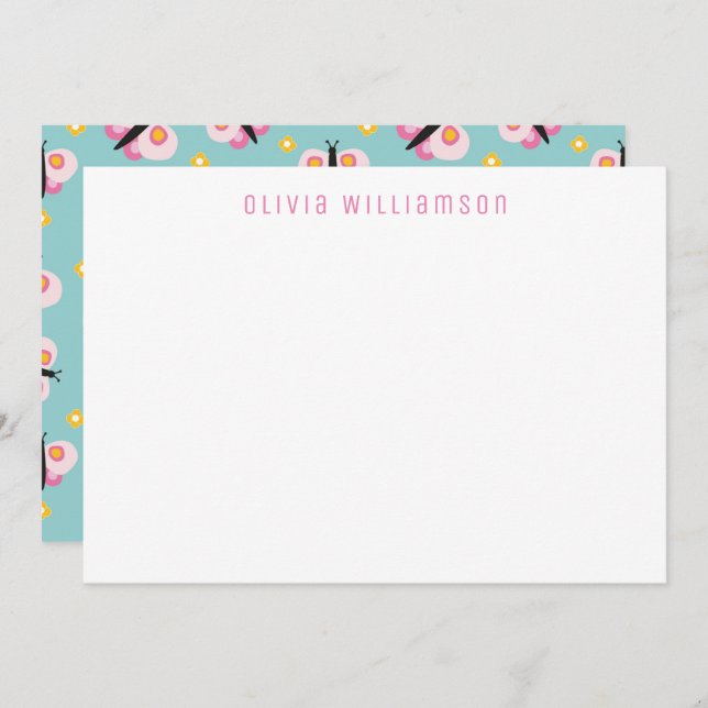 Carte De Correspondance Papillon Personnalisé Mignon (Devant / Derrière)