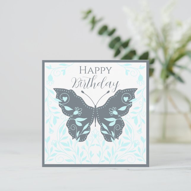 Carte De Correspondance Papillon Whimsical Joyeux anniversaire (Debout devant)