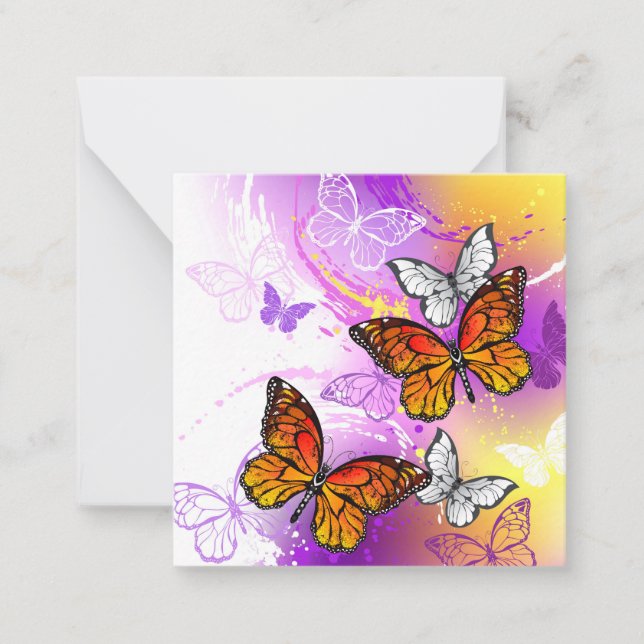 Carte De Correspondance Papillons Monarque sur Arrière - plan pourpre (Devant)