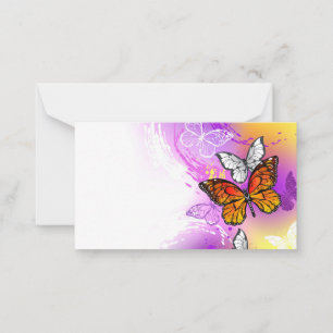 Carte De Correspondance Papillons Monarque sur Arrière - plan pourpre
