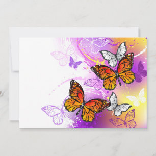 Carte De Correspondance Papillons Monarque sur Arrière - plan pourpre