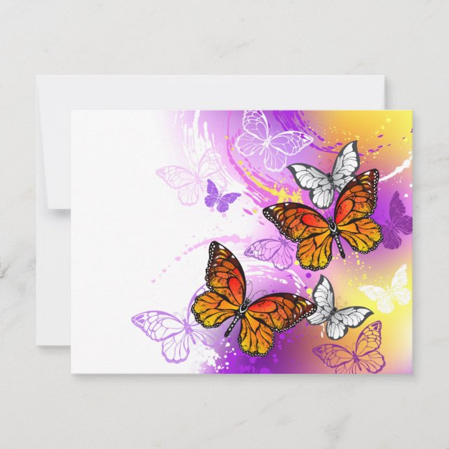 Carte De Correspondance Papillons Monarque sur Arrière - plan pourpre (Devant)