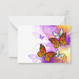 Carte De Correspondance Papillons monarques sur fond violet