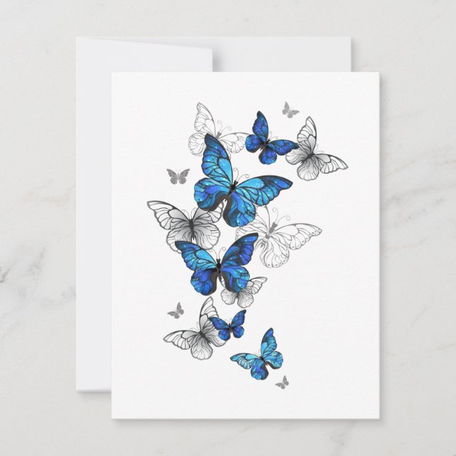 Carte De Correspondance Papillons volants bleus Morpho (Devant)
