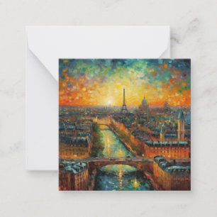 Carte De Correspondance Paris la nuit style van Gogh