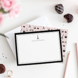 Carte De Correspondance Paris Romance   Eiffel Tower Personalized Flat