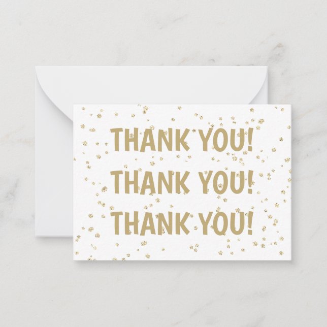 Carte De Correspondance Parties scintillant d'or mariage Merci (Devant)