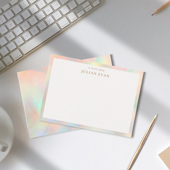 Carte De Correspondance Parties scintillant moderne élégante frontière hol (Modern Elegant Glitter Holographic Border Notecard)