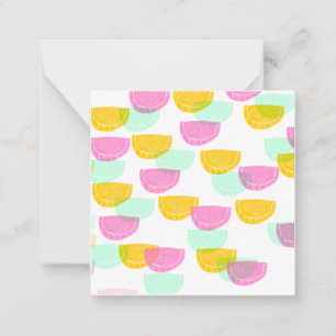 Carte De Correspondance Pastel Aquarelle Pastèque Rose Vert Jaune Motif