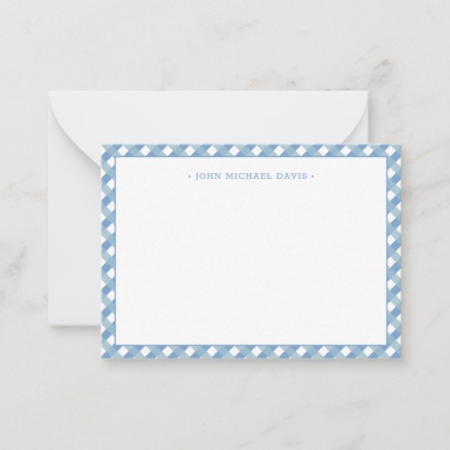 Carte De Correspondance Pastel Blue En vichy Enfants (Devant)