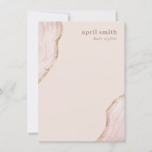 Carte De Correspondance Pastel Blush doux Rose Or Agate Marbre Texture