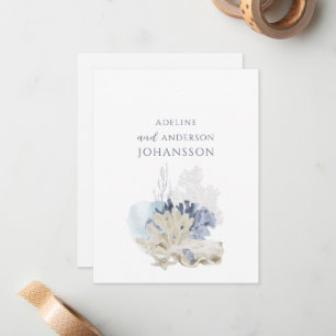 Carte De Correspondance Pastel Coastal Coral Seashell Couple Names