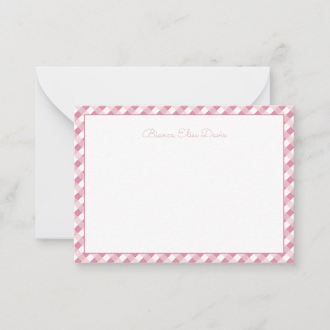 Carte De Correspondance Pastel Pink En vichy Enfants (Devant)