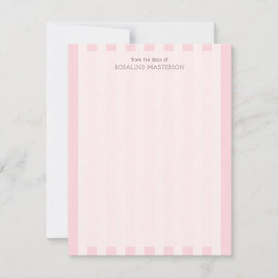 Carte De Correspondance Pastel Pink Stripes Élégant Monogramme