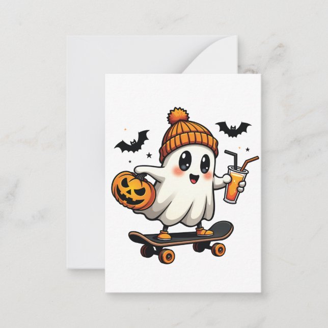 Carte De Correspondance Patinage d'Halloween effrayant Citrouille Spice Fa (Devant)