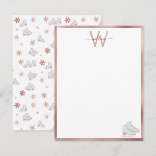 Carte De Correspondance Patins à glace rose Gold Patins à roulettes Patina