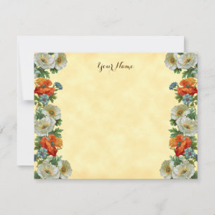 Carte De Correspondance Pavot rustique modifiable et Faux Canvas de Cornfl