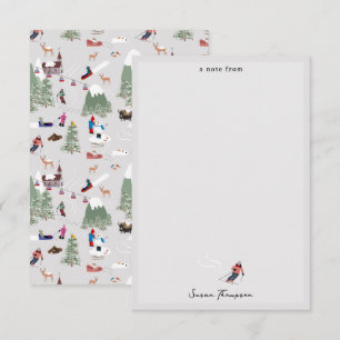Carte De Correspondance Paysage de montagne enneigée de ski en hiver