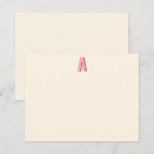 Carte De Correspondance Paysage initial de monogramme rétro rose et orange