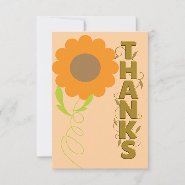 Carte De Correspondance Peach and Gold Flower Gratitude Card (Devant)