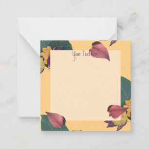 Carte De Correspondance Pêche florale et feuilles verts