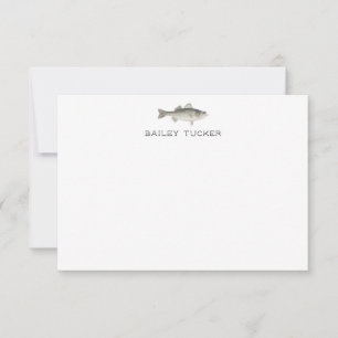 Carte De Correspondance Pêcheur En Plein Air Pêche Basse Poisson Nom Perso