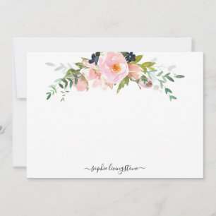 Carte De Correspondance Peine rose florale personnalisée et verdure