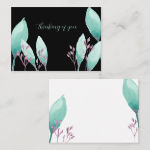 Carte De Correspondance Peint à la main Turquoise Aqua Aquarelle Botanique