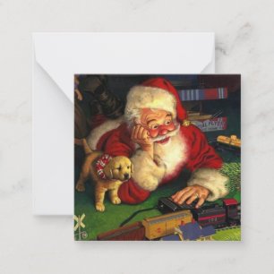 Carte De Correspondance Père Noël avec chiot vacances Noël