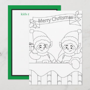 Carte De Correspondance Père Noël elves enfants coloriage ajouter un messa