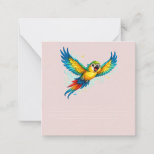 Carte De Correspondance Perroquet Coloré Heureux en Vol Design d'Oiseau Ka