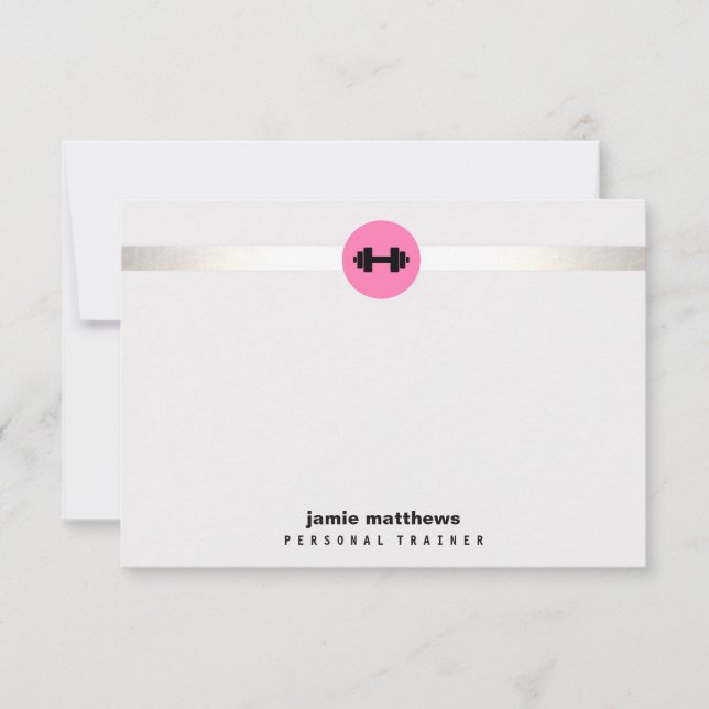 Carte De Correspondance Personal Trainer Pink Dumbbell Logo Fitness (Devant)