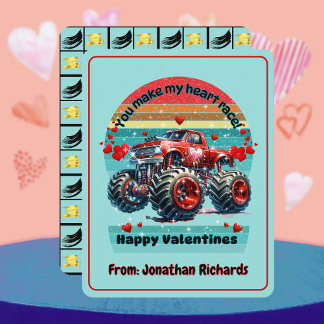 Carte De Correspondance Personalize Valentines Red Monster Truck 