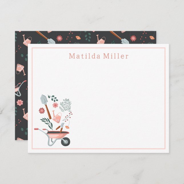 Carte De Correspondance Personalized Garden Tools Note Card  (Devant / Derrière)