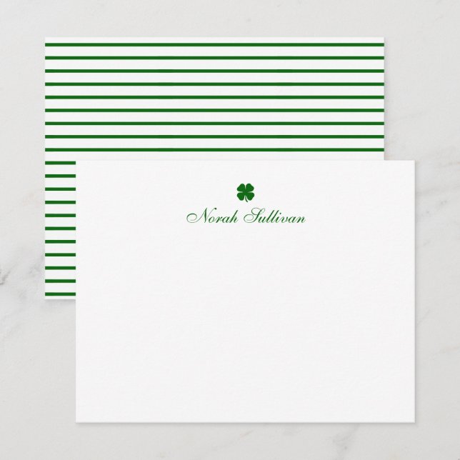 Carte De Correspondance Personalized Green Clover (Devant / Derrière)